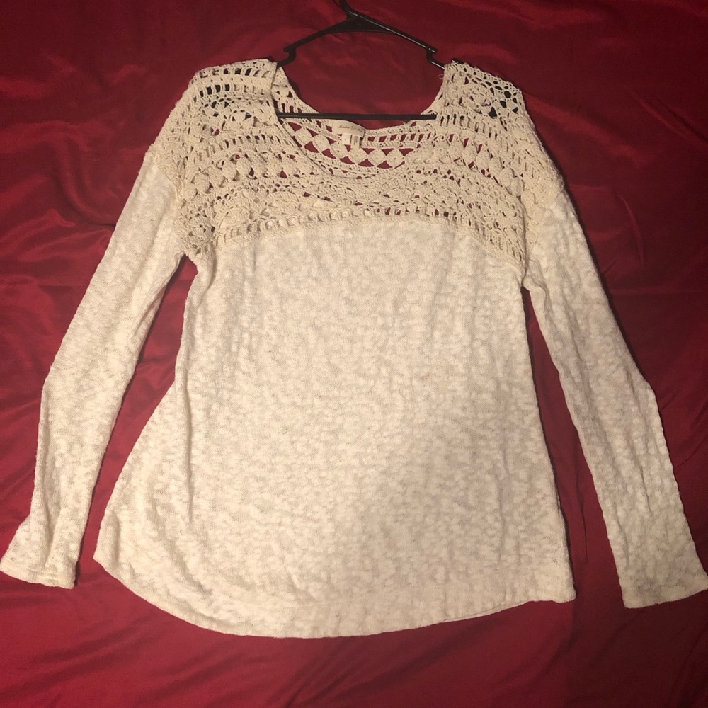 Anthropology Cream Colored Lace Top Sweater!